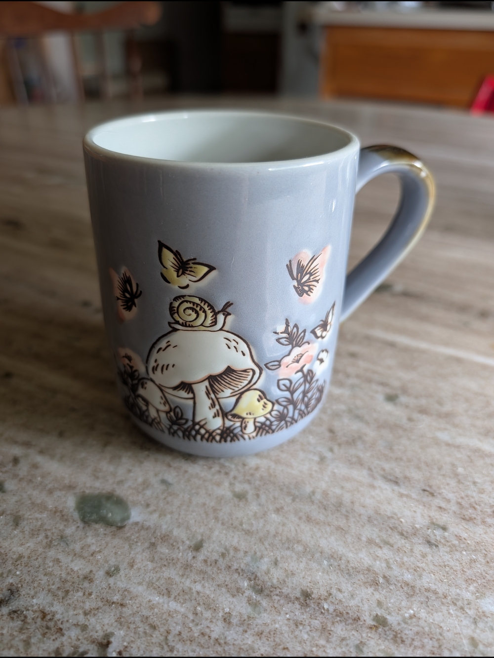 Vintage Cottagecore Purple Mushroom & Butterfly Ceramic Mug